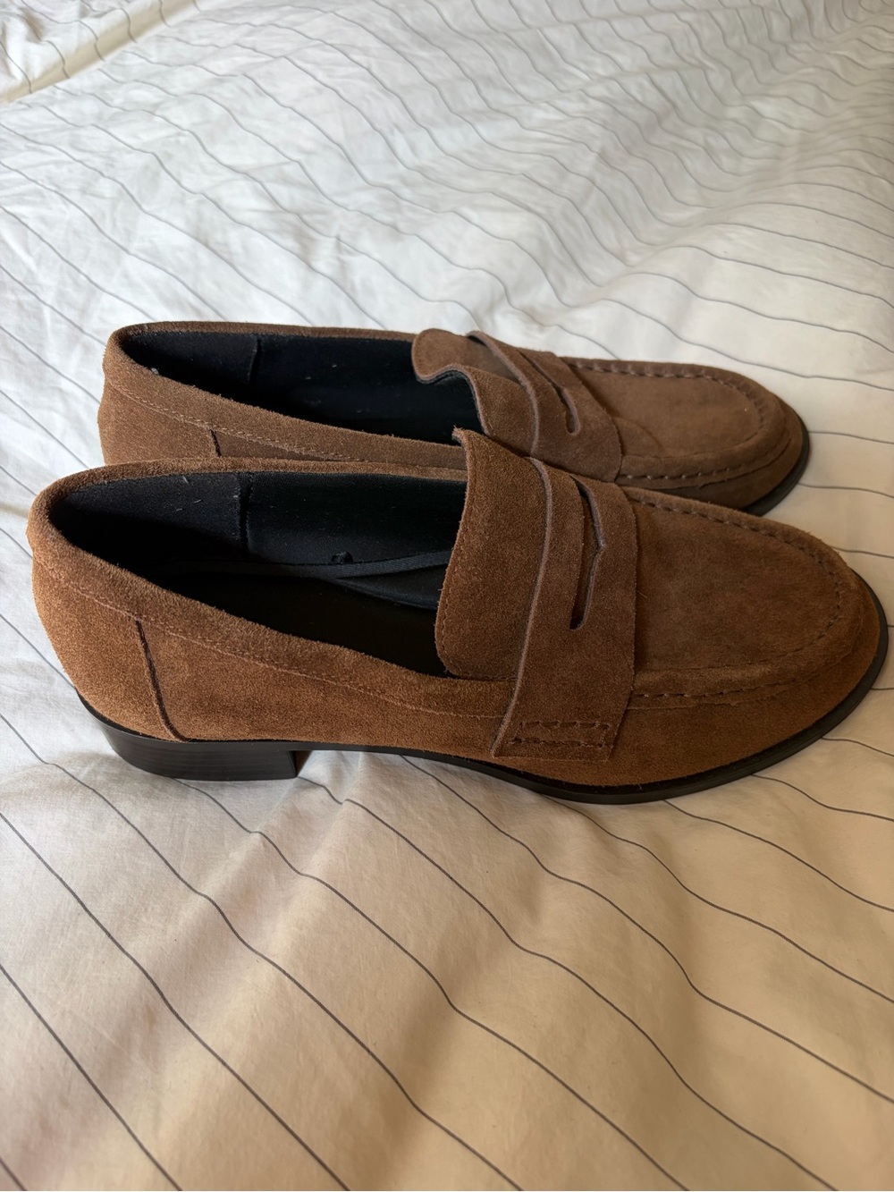 Zara Brown Suede Women's Penny Loafers